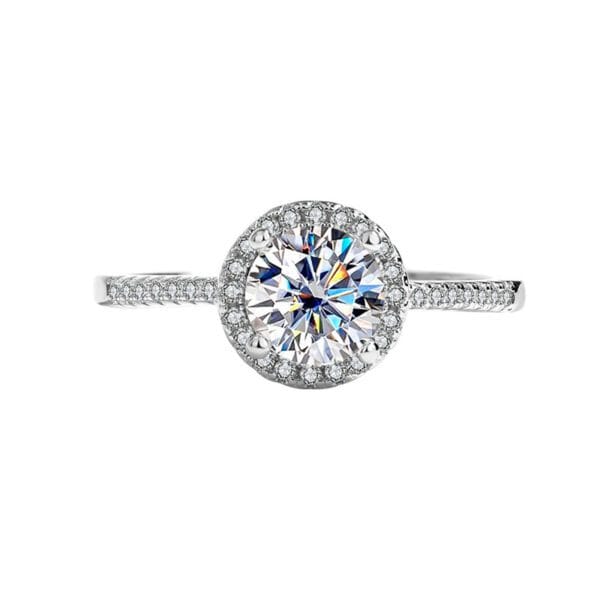 S925 Sterling Silver Moissanite Round Bag Three-piece Female Ring Necklace - Image 2