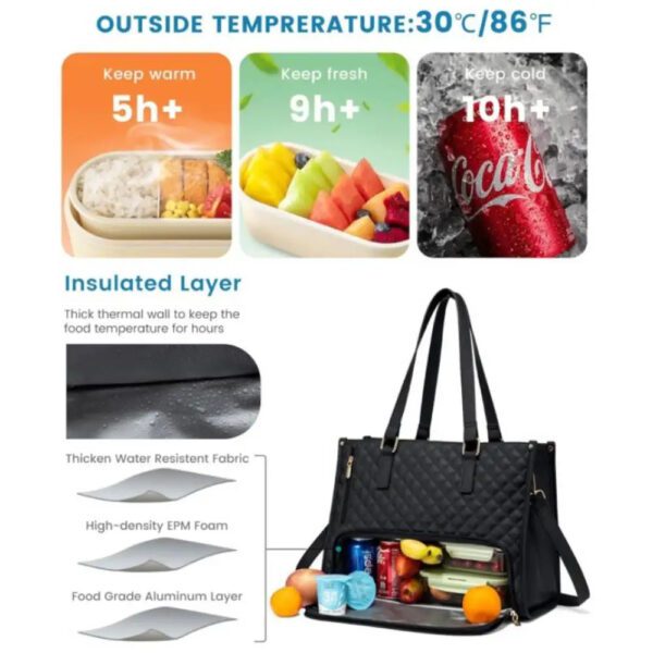 Convenient Commute New Lunch Bag Women's Insulated Lunch Box Women's Leak-proof Large Purse Diagonal Computer Storage - Image 2
