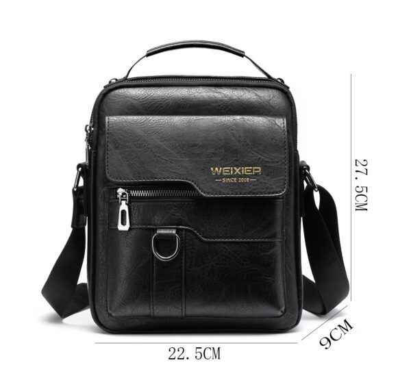 Popular Men's Messenger Bag One Shoulder Retro Business Backpack PU Leather Flaps Crossbody Bags Business Flap Male Solid Travel Bag - Image 10