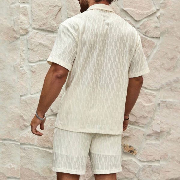 Men Tracksuits Summer Fashion Solid Loose Casual Two Pieces Lapel Button Shirt Shorts Beach Holiday All-match Outfits Male - Image 3