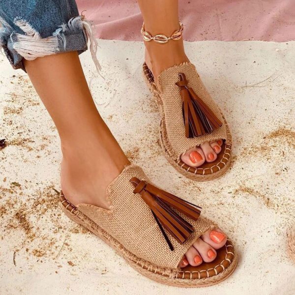 Women's outer fringed hemp rope sandals - Image 2