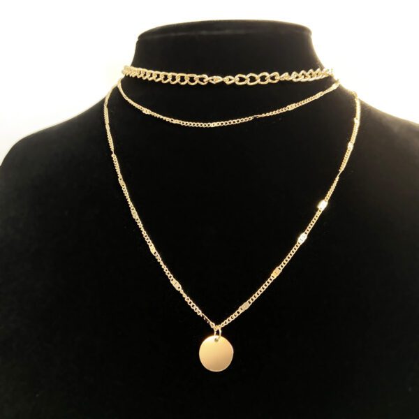 Women's Multilayer Necklace Ins Fashion Disc Pendant Clavicle Necklace Chains Personality Jewelry - Image 5