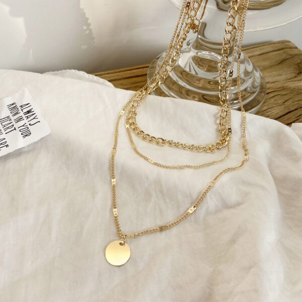 Women's Multilayer Necklace Ins Fashion Disc Pendant Clavicle Necklace Chains Personality Jewelry - Image 2