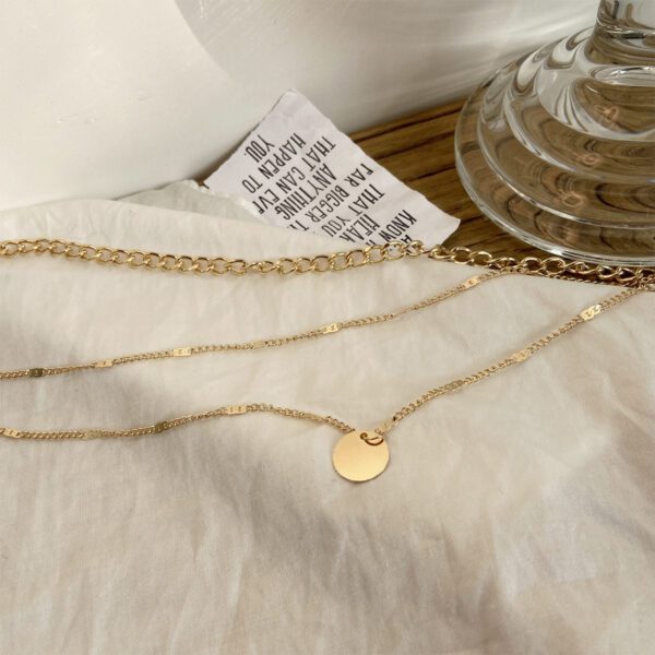 Women's Multilayer Necklace Ins Fashion Disc Pendant Clavicle Necklace Chains Personality Jewelry - Image 3