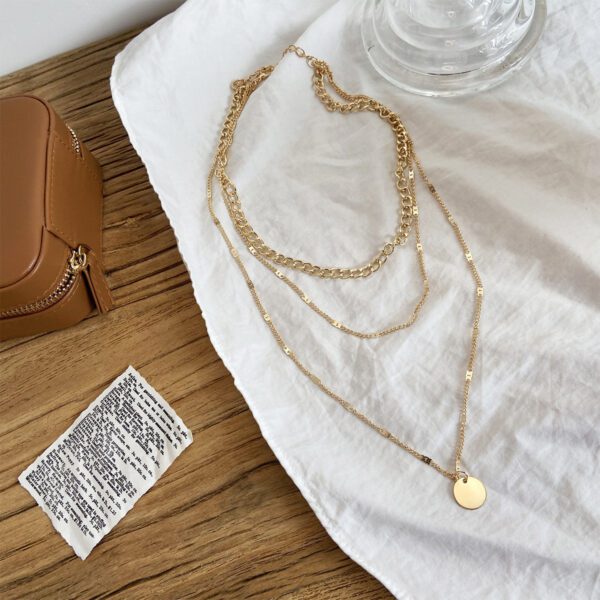Women's Multilayer Necklace Ins Fashion Disc Pendant Clavicle Necklace Chains Personality Jewelry - Image 4