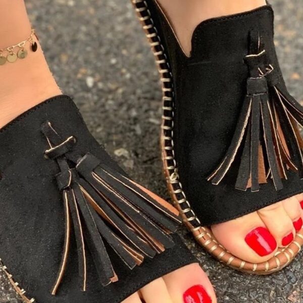 Women's outer fringed hemp rope sandals - Image 3