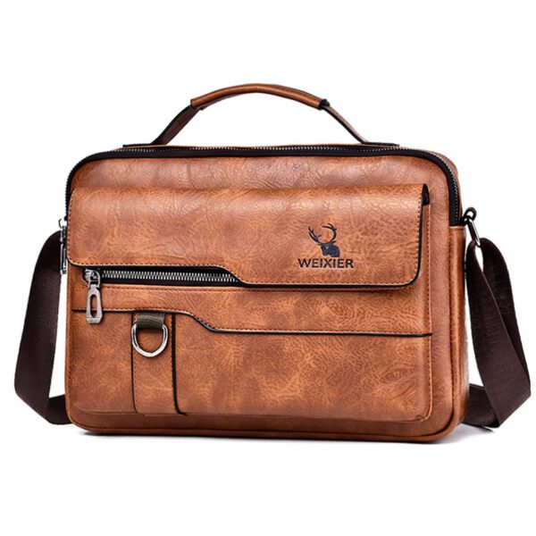 Popular Men's Messenger Bag One Shoulder Retro Business Backpack PU Leather Flaps Crossbody Bags Business Flap Male Solid Travel Bag - Image 8