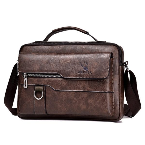 Popular Men's Messenger Bag One Shoulder Retro Business Backpack PU Leather Flaps Crossbody Bags Business Flap Male Solid Travel Bag - Image 9