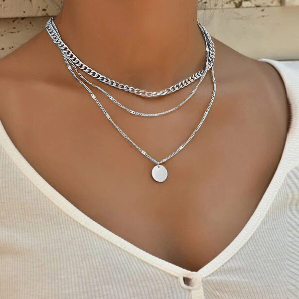 Women's Multilayer Necklace Ins Fashion Disc Pendant Clavicle Necklace Chains Personality Jewelry - Image 7