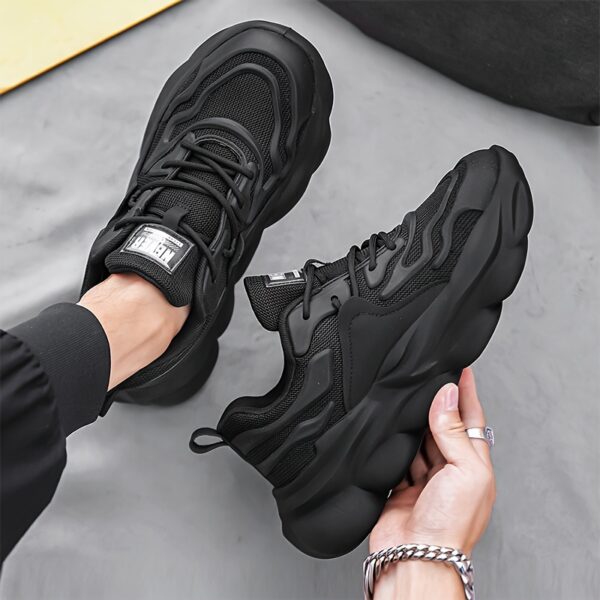Men's Black Lace Up Sneakers with Rubber Bottoms