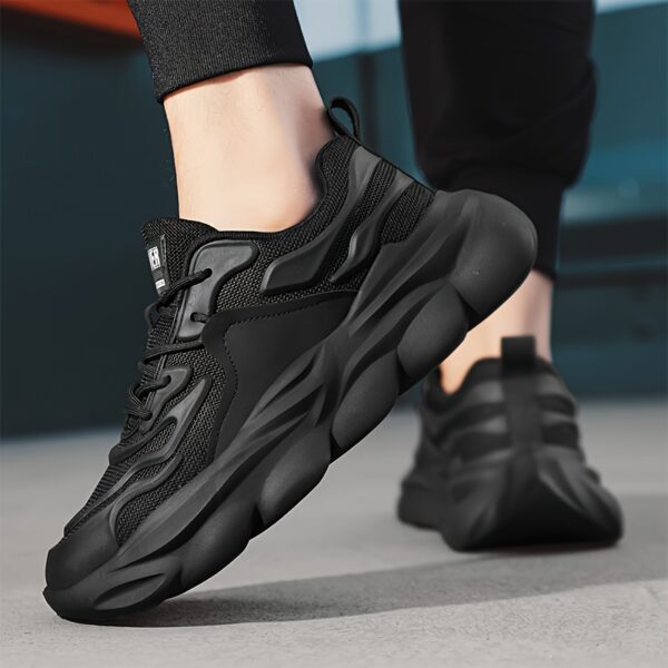 Men's Black Lace Up Sneakers with Rubber Bottoms