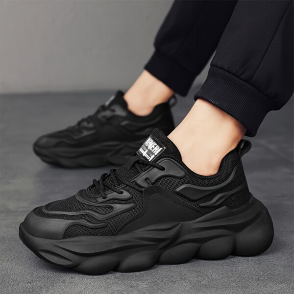 Men's Black Lace Up Sneakers with Rubber Bottoms