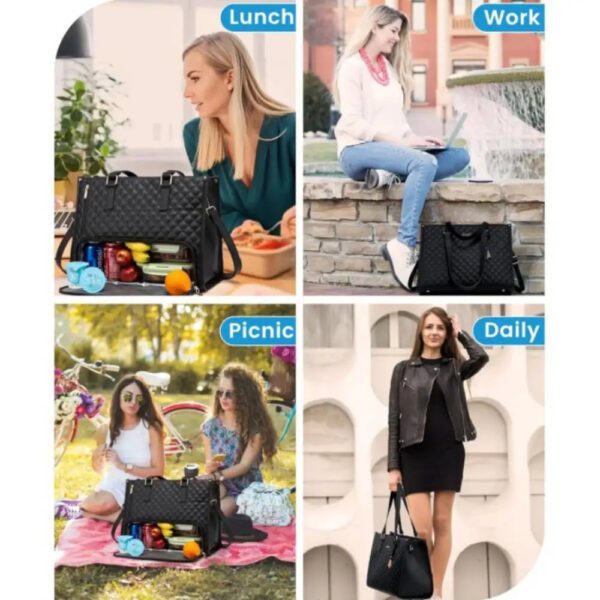 Convenient Commute New Lunch Bag Women's Insulated Lunch Box Women's Leak-proof Large Purse Diagonal Computer Storage - Image 3