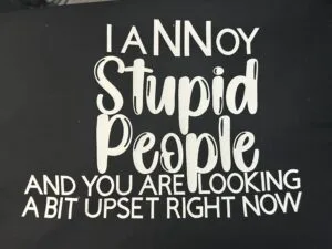 Unisex T-Shirt that has I Annoy Stupid People And You Are Looking A Bit Upset on the front