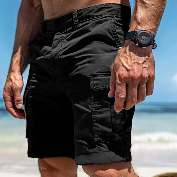 Men's Cargo Shorts Summer Multi-Pocket Button Zipper Pants With Pockers Fashion Beach Pants - Image 2