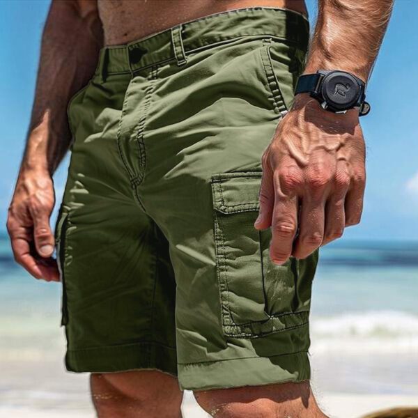 Men's Cargo Shorts Summer Multi-Pocket Button Zipper Pants With Pockers Fashion Beach Pants - Image 3