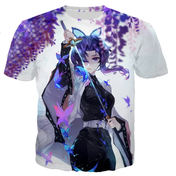 Demon Slayer Kochou Shinobu Anime 3D Printed T-Shirts Men Women Short Sleeve T Shirt Oversized Harajuku Tees Tops Kids Clothing - Image 2