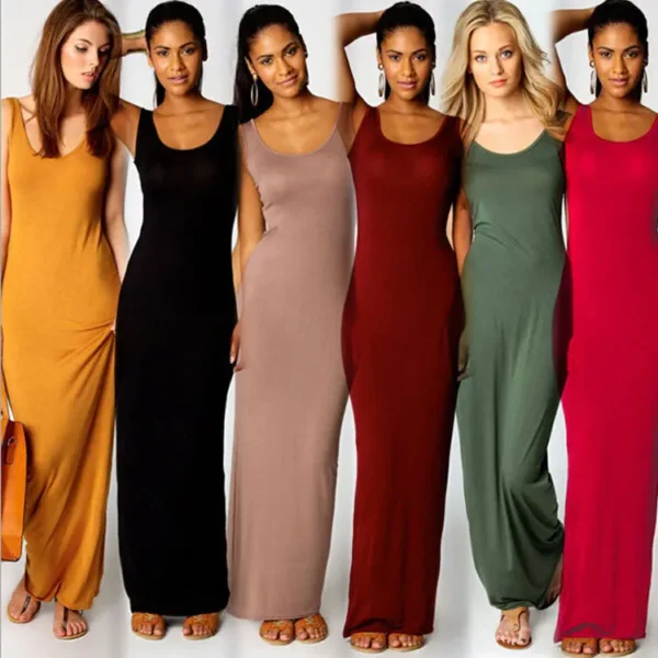 Sexy Solid Color Slim Bodycon Long Maxi Dress Women Elegant Sleeveless Skinny Dress Club Party Vestidos - Image 9