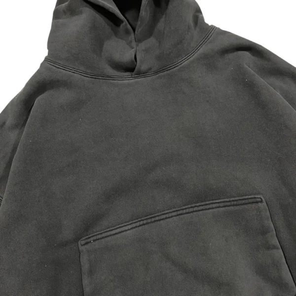 High Street Front Pocket Washed Baggy Black Hooded Hoodies Mens Solid Cleanfit Pullover Casual Sweatshirts Oversized - Image 3