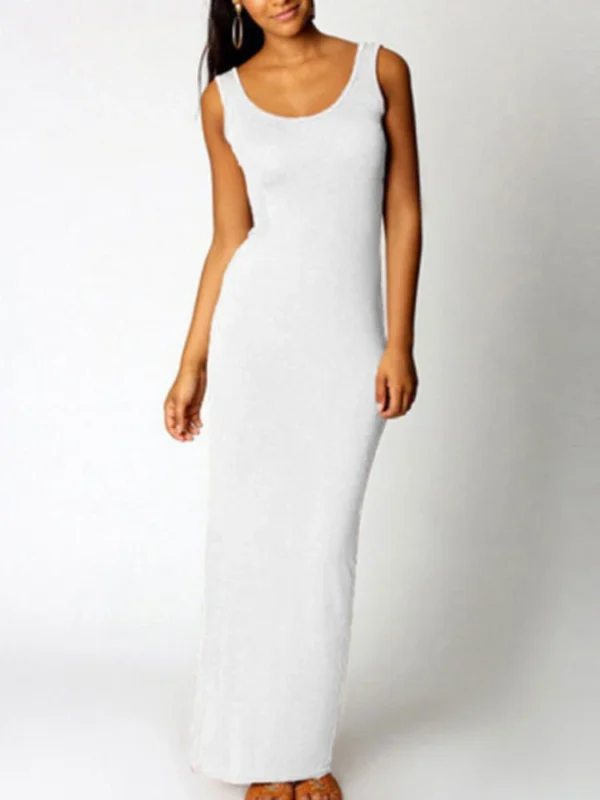 Sexy Solid Color Slim Bodycon Long Maxi Dress Women Elegant Sleeveless Skinny Dress Club Party Vestidos - Image 5