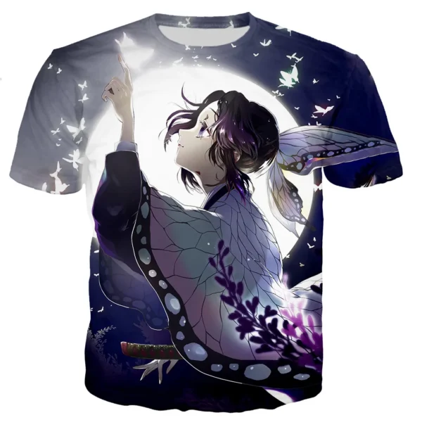 Demon Slayer Kochou Shinobu Anime 3D Printed T-Shirts Men Women Short Sleeve T Shirt Oversized Harajuku Tees Tops Kids Clothing