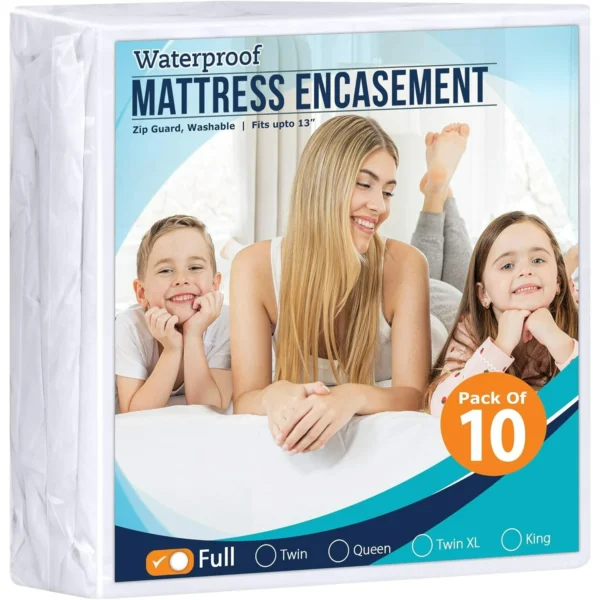 Bedding Zippered Mattress Encasement Full, 100% Waterproof Bed Bug and Dust Mite Proof Mattress Protector,  (Pack of 10) - Image 7