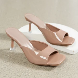 2025 Women High Heel Sandals Summer New Fashion Square Toe Open Toe Women Elegant Casual Comfortable Black High Heel Sandals