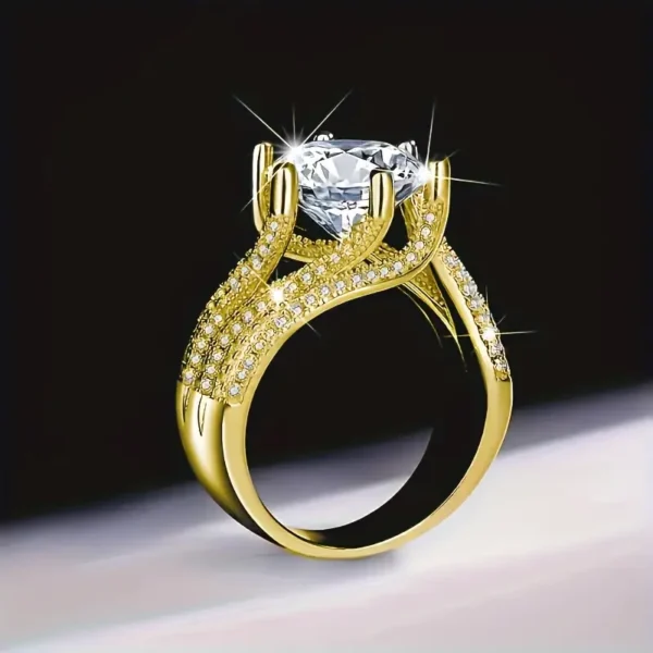 5 Carat Moissanite S925 Ring, 18K Gold Plated Fashion Party, Engagement, Wedding Anniversary Holiday Gift Mother's Day Gift - Image 3