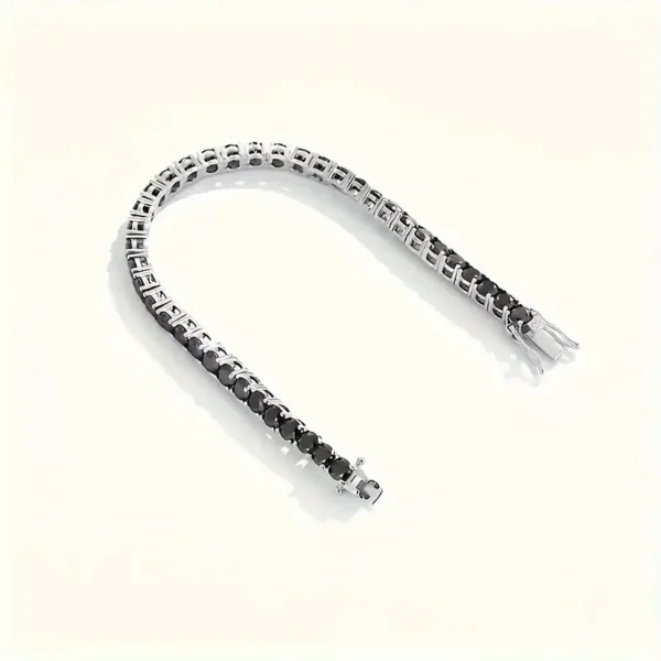 S925 Silver Plated 18K Gold Bracelet, Unisex Fashion Strap with Black Moissanite, Comes with Gift Box, Mother's Day Gift - Image 3