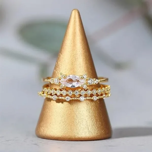 Gold Rings Gold Plated Stackable Ring Set Women's Cubic Zirconia Rings Gold Engagement Rings No Tarnish - Image 7