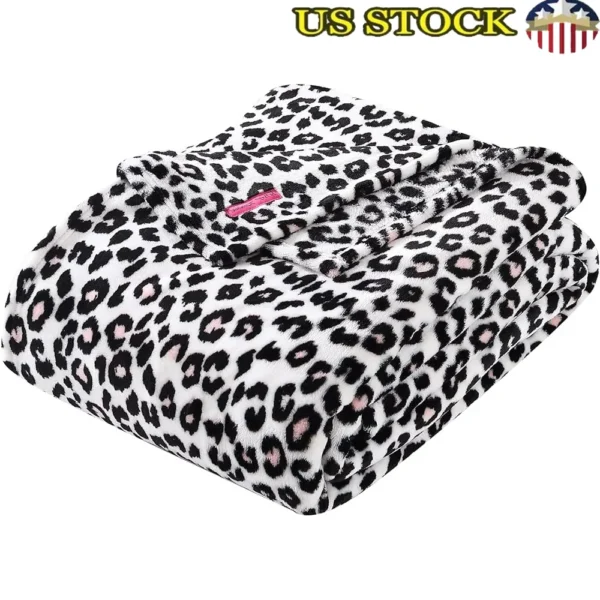 Ultra Soft Cozy Leopard Fleece Blanket Lightweight Oversized Plush Bedding Perfect Couch Bed Winter Decor