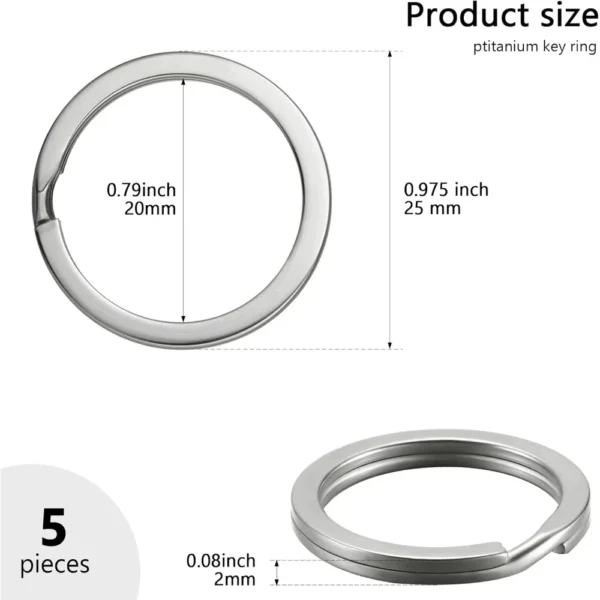 5 Pack Titanium Key Rings Split Rings, 25 mm Split Keyrings for Home Car Keys Attachment 1 Inch - Image 2
