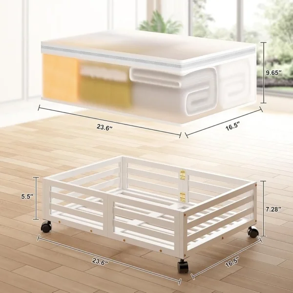 Bamboo Under Bed Storage Containers with Dust Bags Wheels Stackable Shoe Drawer Organizers Seasonal Clothes Bedding Household - Image 3