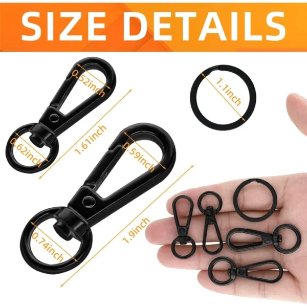 100 swivel clasps, lanyard buckles with key rings, swivel clasps, key chain hooks, 50 large and small swivel clasps - Image 3