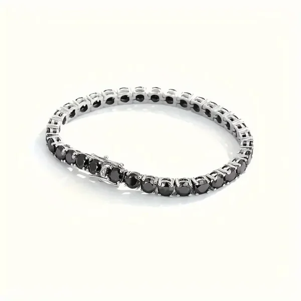 S925 Silver Plated 18K Gold Bracelet, Unisex Fashion Strap with Black Moissanite, Comes with Gift Box, Mother's Day Gift - Image 5