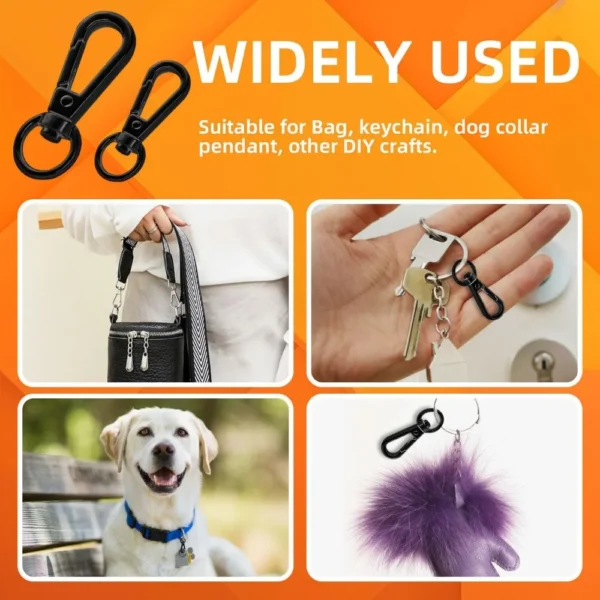 100 swivel clasps, lanyard buckles with key rings, swivel clasps, key chain hooks, 50 large and small swivel clasps - Image 4