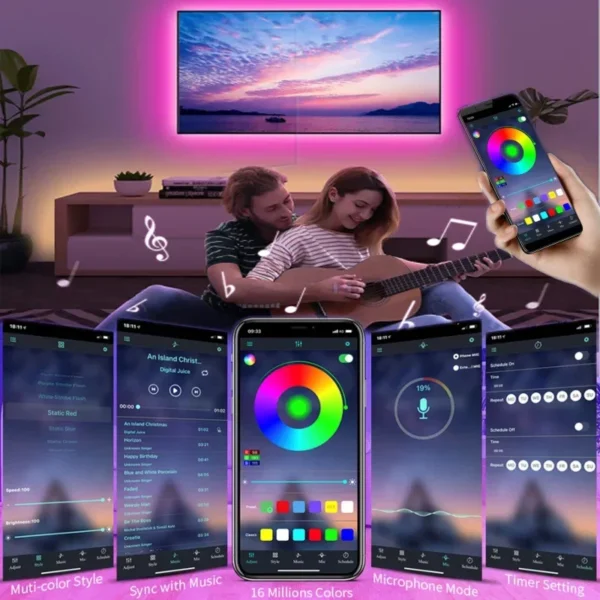 USB LED Strip Lights APP Control Color Changing 5050 RGB Led Light Flexible Lamp Tape for Room Decoration TV Backlight Diode - Image 14