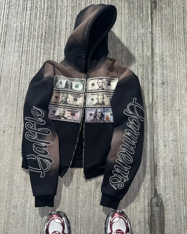 Fashion trend brand Streetwear Oversized zipper hoodie Men letter Print coat Couple Harajuku Hip Hop Gothic sweatshirt jacket - Image 2