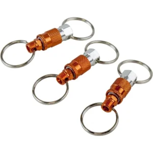 Pull Coupler Key Chain, with 2 Split Rings, 3 Pack, Unisex - Adult, Orange, Trumpet