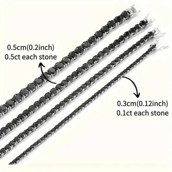 S925 Silver Plated 18K Gold Bracelet, Unisex Fashion Strap with Black Moissanite, Comes with Gift Box, Mother's Day Gift - Image 2
