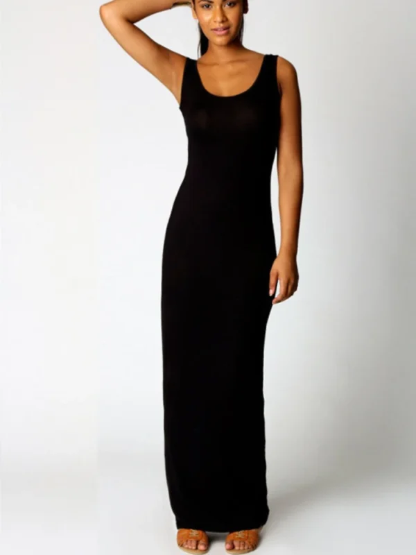 Sexy Solid Color Slim Bodycon Long Maxi Dress Women Elegant Sleeveless Skinny Dress Club Party Vestidos - Image 2