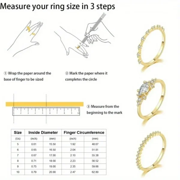 Gold Rings Gold Plated Stackable Ring Set Women's Cubic Zirconia Rings Gold Engagement Rings No Tarnish - Image 6