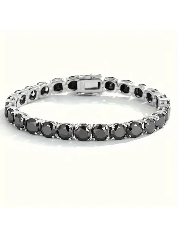 S925 Silver Plated 18K Gold Bracelet, Unisex Fashion Strap with Black Moissanite, Comes with Gift Box, Mother's Day Gift - Image 6