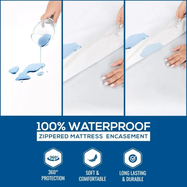 Bedding Zippered Mattress Encasement Full, 100% Waterproof Bed Bug and Dust Mite Proof Mattress Protector,  (Pack of 10) - Image 2