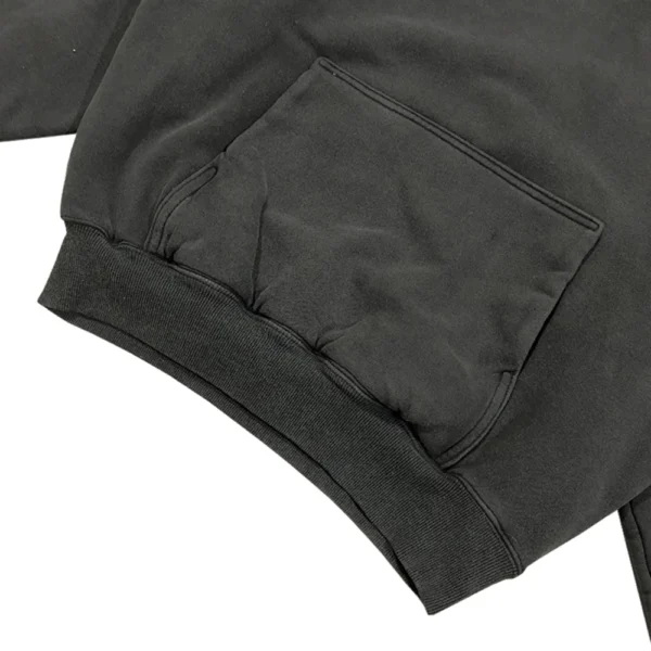 High Street Front Pocket Washed Baggy Black Hooded Hoodies Mens Solid Cleanfit Pullover Casual Sweatshirts Oversized - Image 7
