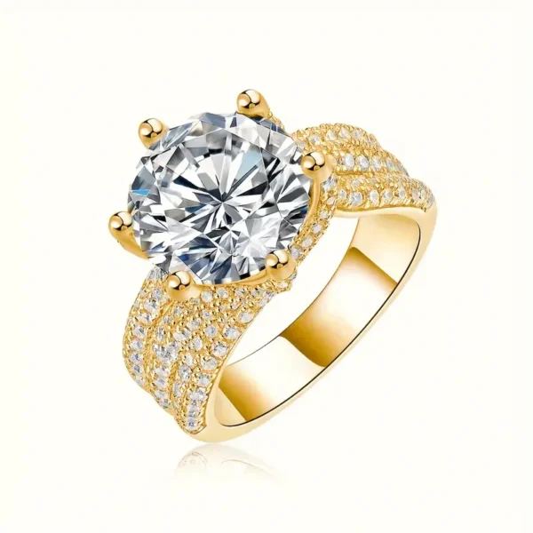 5 Carat Moissanite S925 Ring, 18K Gold Plated Fashion Party, Engagement, Wedding Anniversary Holiday Gift Mother's Day Gift - Image 6