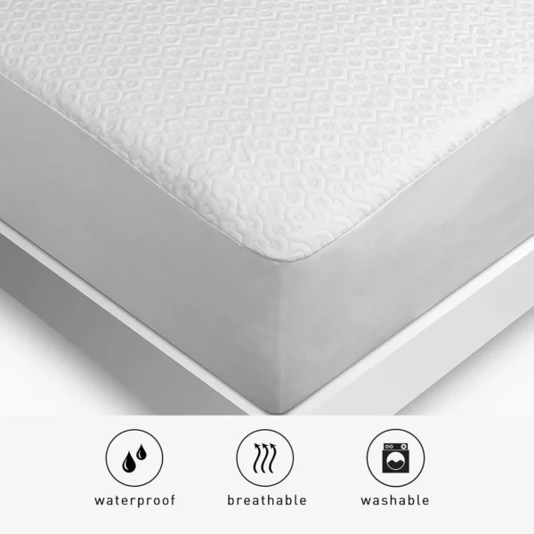 Bedding waterproof mattress protector - adjustable base compatible - equipped with stretchable deep pocket -18 inches - white - Image 3