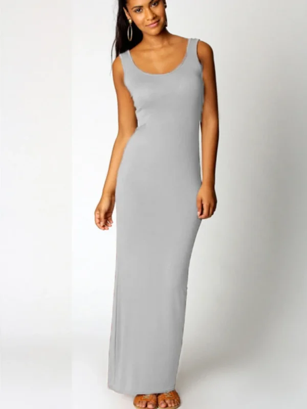 Sexy Solid Color Slim Bodycon Long Maxi Dress Women Elegant Sleeveless Skinny Dress Club Party Vestidos - Image 3