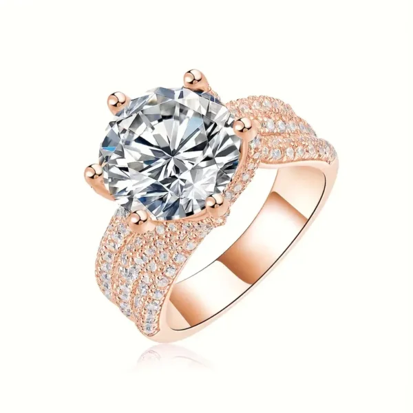 5 Carat Moissanite S925 Ring, 18K Gold Plated Fashion Party, Engagement, Wedding Anniversary Holiday Gift Mother's Day Gift - Image 7