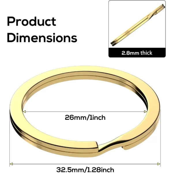 12pcs Metal Flat Key Rings, 1 inch Thick Round Split Keyring for Car Office Home DIY Keychains - Image 3